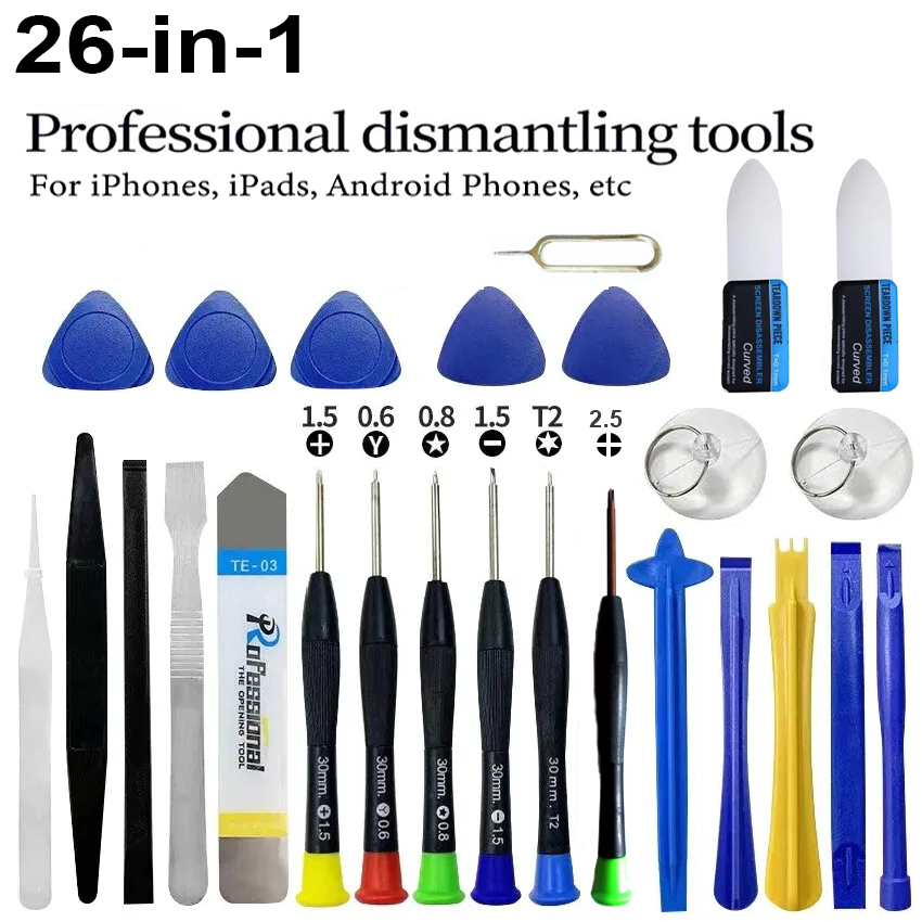 Phone Opening Tool - 26-delige professionele telefoonreparatieset met schroevendraaierset, krik,